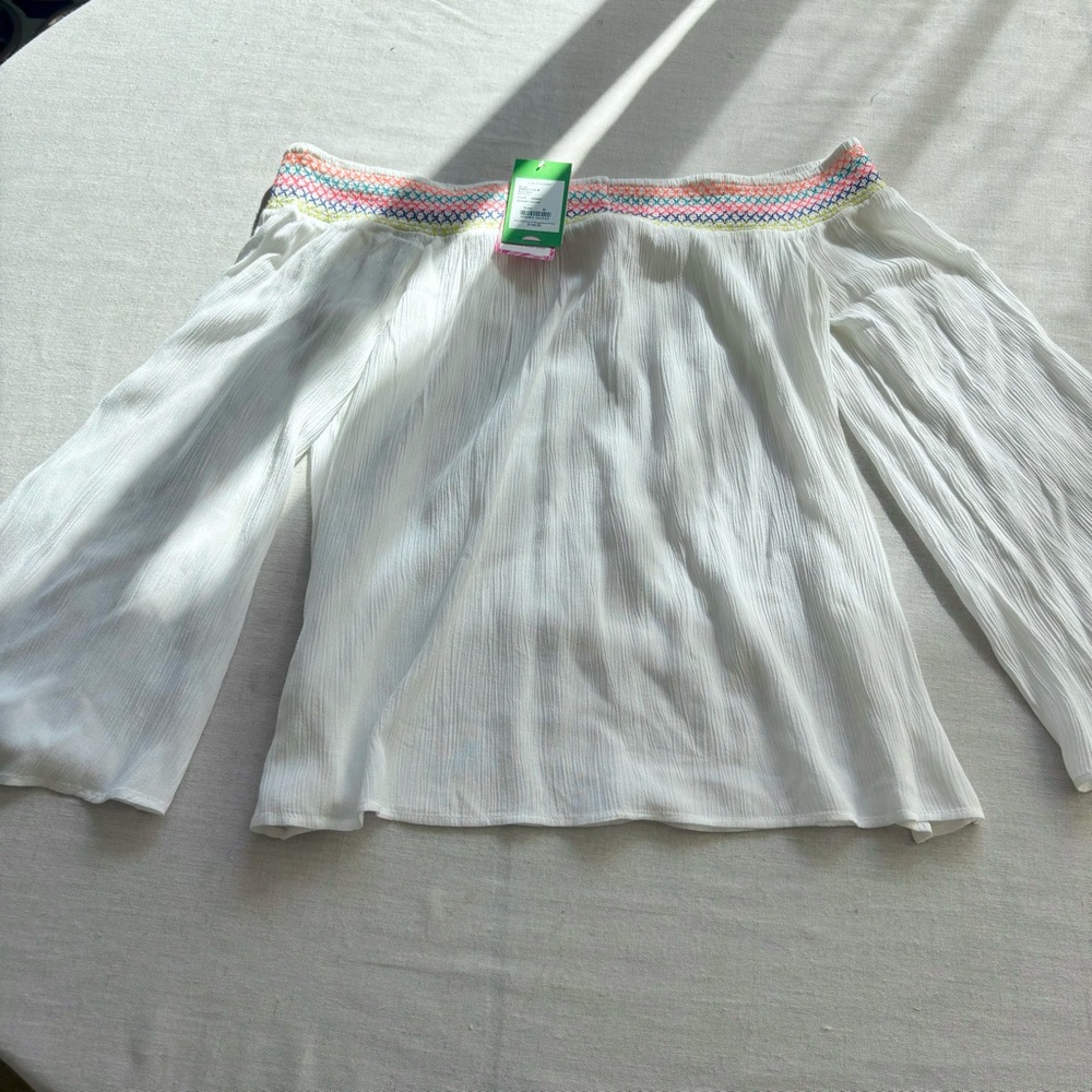 NWT Lilly Pulitzer Katya Off-Shoulder Top Resort White M | Boho